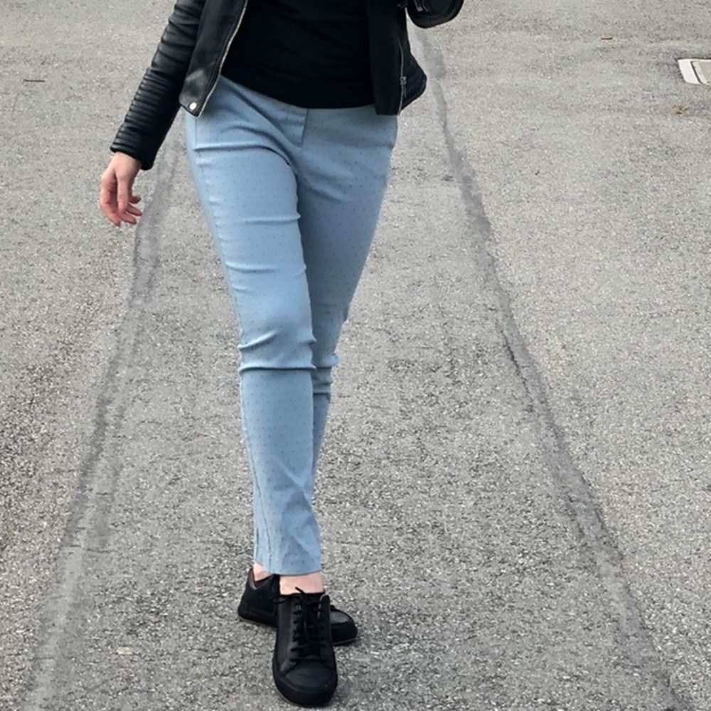 Zara embroidered spotted skinny dress pants